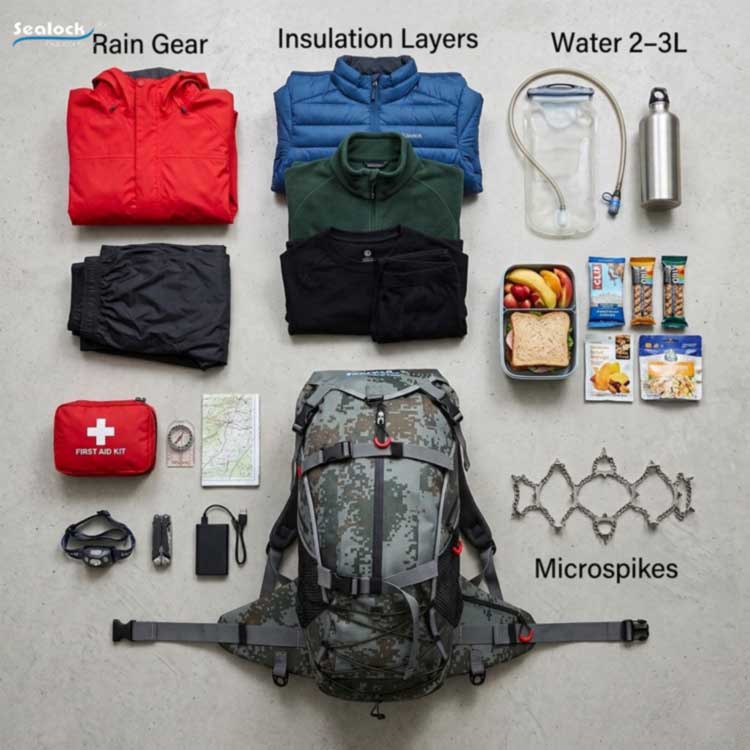 Mochila de caminhada à prova d'água 35L: equilíbrio entre capacidade e conforto
