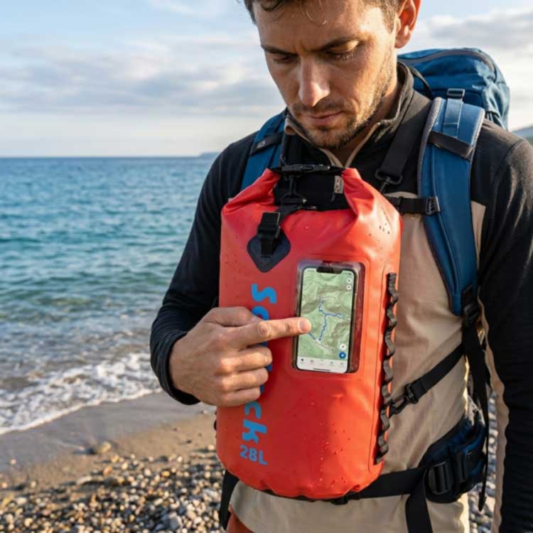 Mochila impermeável com janela de telefone: benefícios para navegação e uso externo