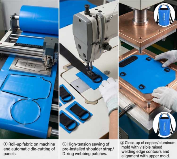 Processo de fabricação de saco seco: do corte do material à soldagem RF