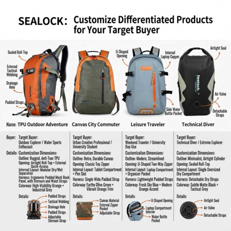 Mochilas impermeáveis ​​personalizadas para marcas de atividades ao ar livre
