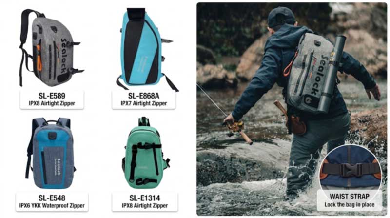Fabricante de bolsa de estilingue de pesca: eslingas à prova d'água para marcas de equipamento e pesca com mosca