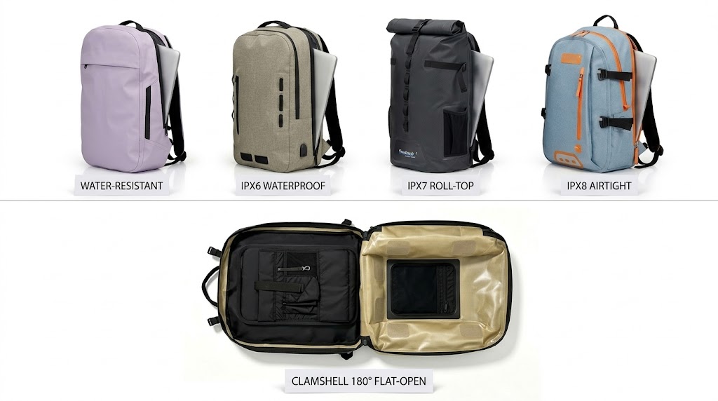 Fabricante de mochila para laptop à prova d'água: pacotes de viagem e negócios para marcas