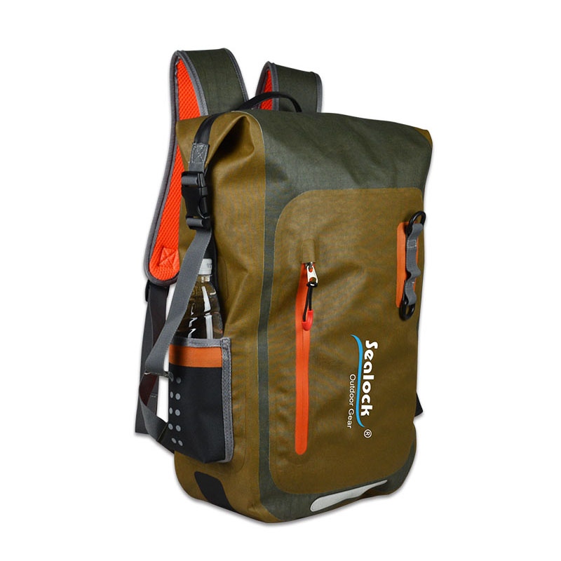 Mochila impermeável roll top 20L com capa para laptop para deslocamento e viagens