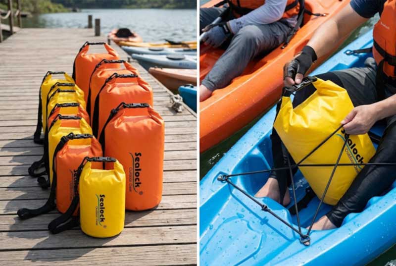Sacos secos e bolsas de telefone para locadoras de caiaques e operadoras de turismo: especificações de frota que duram