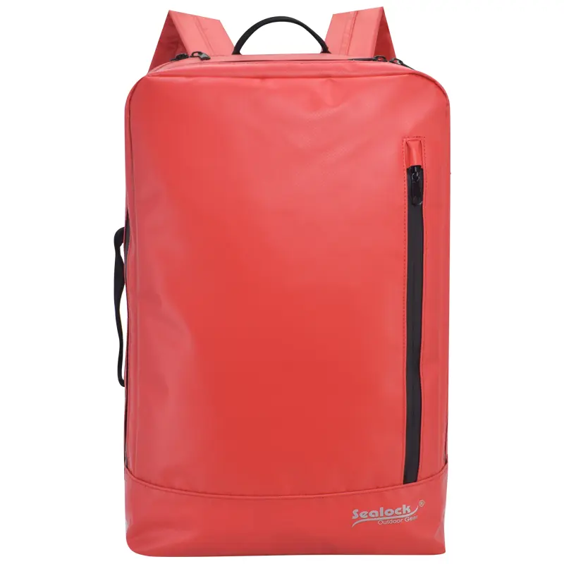 Mochila para laptop empresarial resistente à água com zíper bidirecional e capa para carrinho