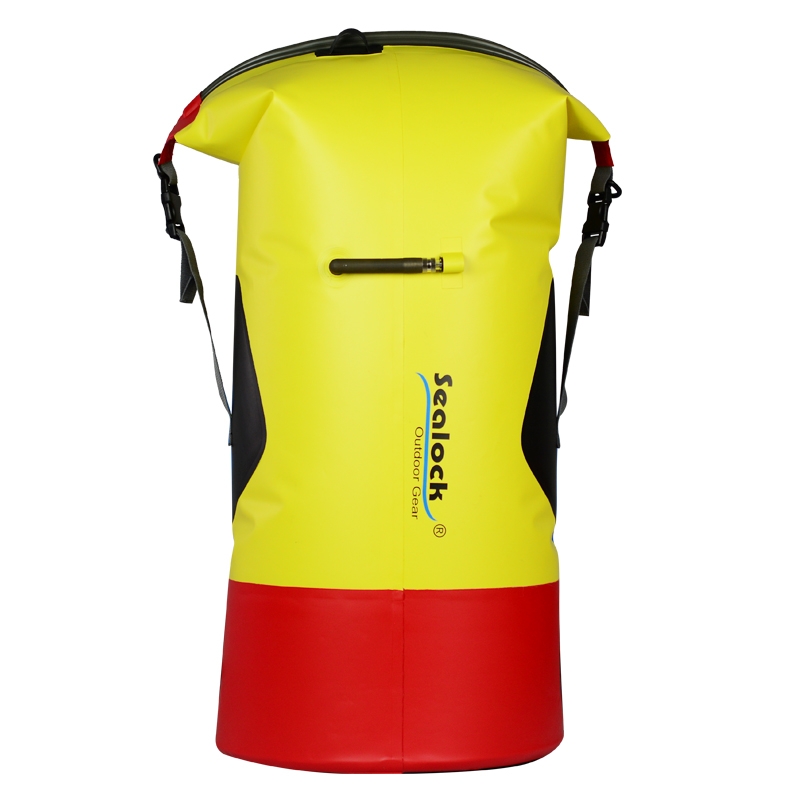 Mochila seca impermeável com zíper hermético e válvula de ar para caiaque